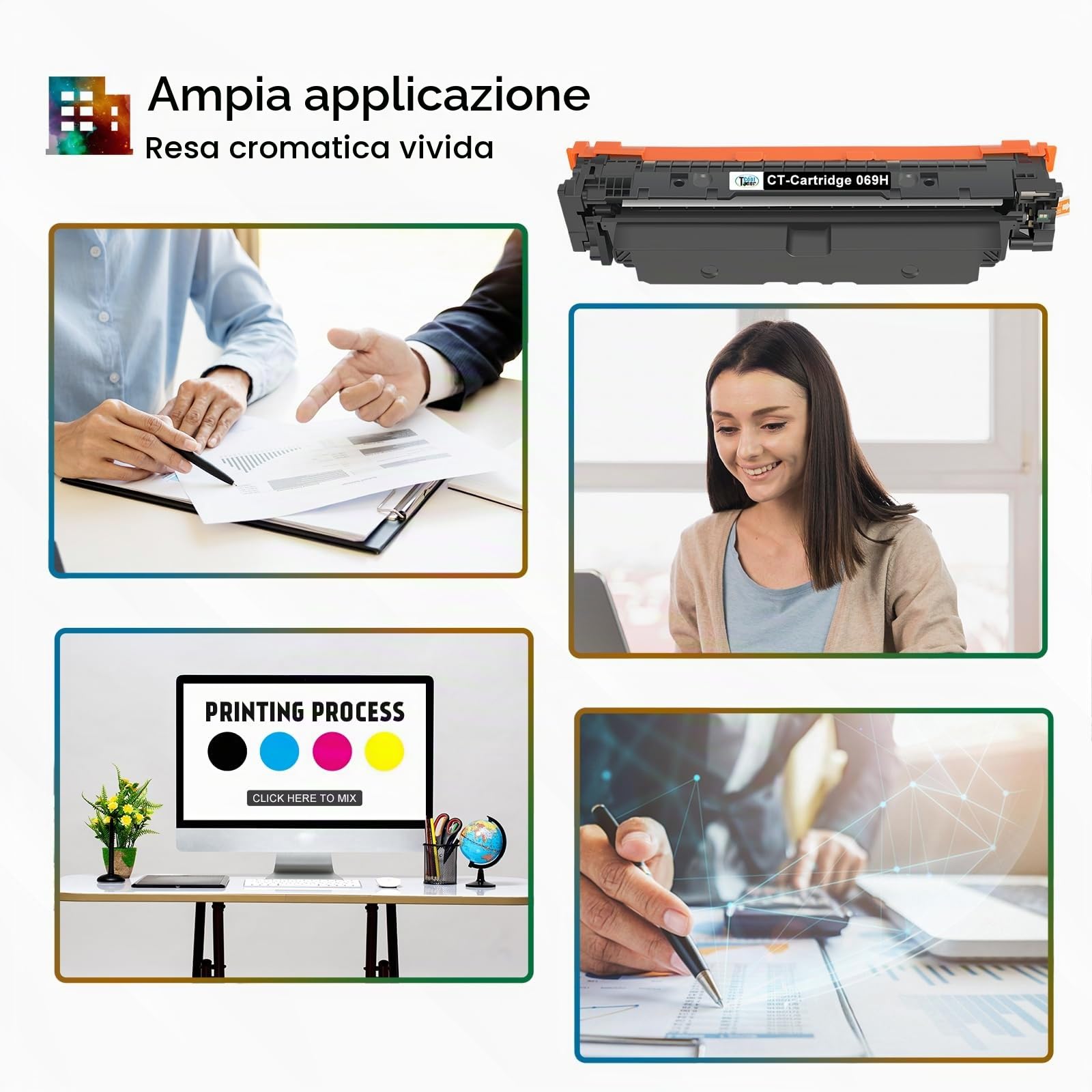 069H 069 Cartuccia Toner Compatibile per Canon i-SENSYS MF752Cdw MF754Cdw | Cartridge 069H per LBP673Cdw LBP674Cdw LBP674Cx MF751Cdw MF753Cdw MF756Cx MF755Cdw Series Stampante Nero Ciano Giallo Magenta