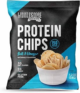 Protein Chips, 14g Protein, 3g-4g Net Carbs, Gluten Free, Keto Snacks, Low Carb Snacks, Protein Crisps, Keto-Friendly, Made in USA (Sea Salt Vinegar, 4 Pack)