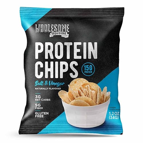 Chips de proteína, 0.55 onzas de proteína, 0.11 onzas de carbohidratos netos, sin gluten, aperitivos keto, aperitivos bajos en carbohidratos,