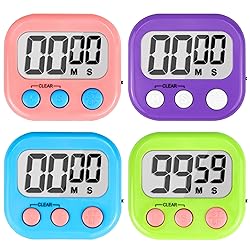 AOUVES Digital Timer for Kids Teacher Supplies Classroom Timer for Study Learning Management Kitchen Work Exercise-4Pack Pink Blue Green Purple