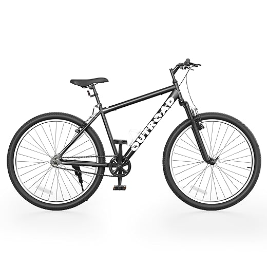 Max4out 26 inch Fat Tire Mountain Bike, 21 Speed with Dual Front Suspension, Double Disc Brake and High Carbon Steel Frame Anti-Slip Bicycle, Mens and Womens, Black