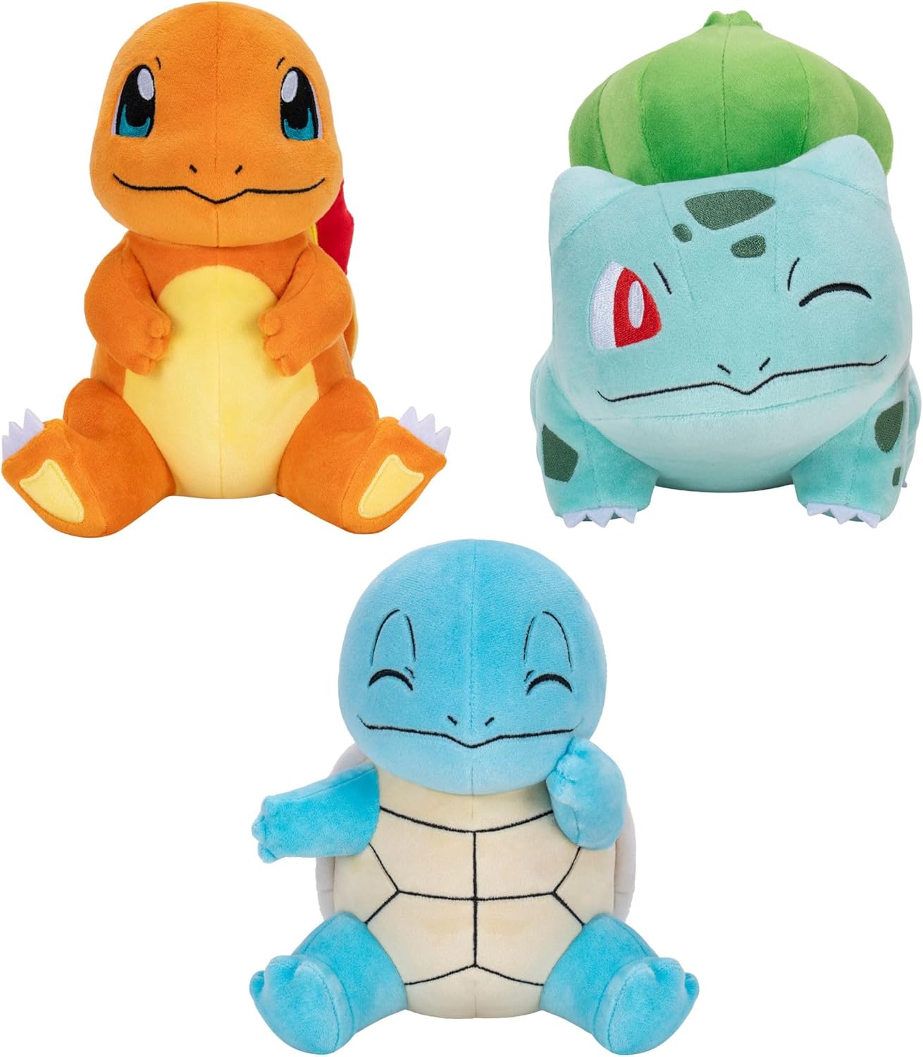 Pokemon Kanto Region First Partner Plush 3-Pack - 8-Inch Pokemon Plush of Charmander, Squirtle, and Bulbasaur