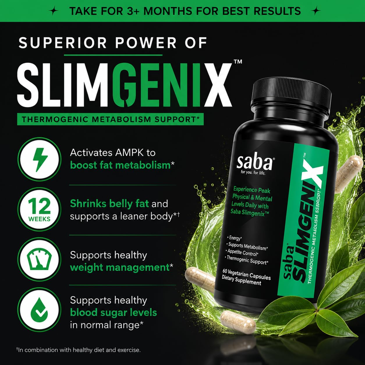 Saba SlimGenix™ Thermogenic Metabolism & Belly Fat Burning with CapsiMax®, ForsLean® & Chromium – Energy, Appetite Control, Focus & Weight Management for Women & Men – 60 Count — Amazon image 12