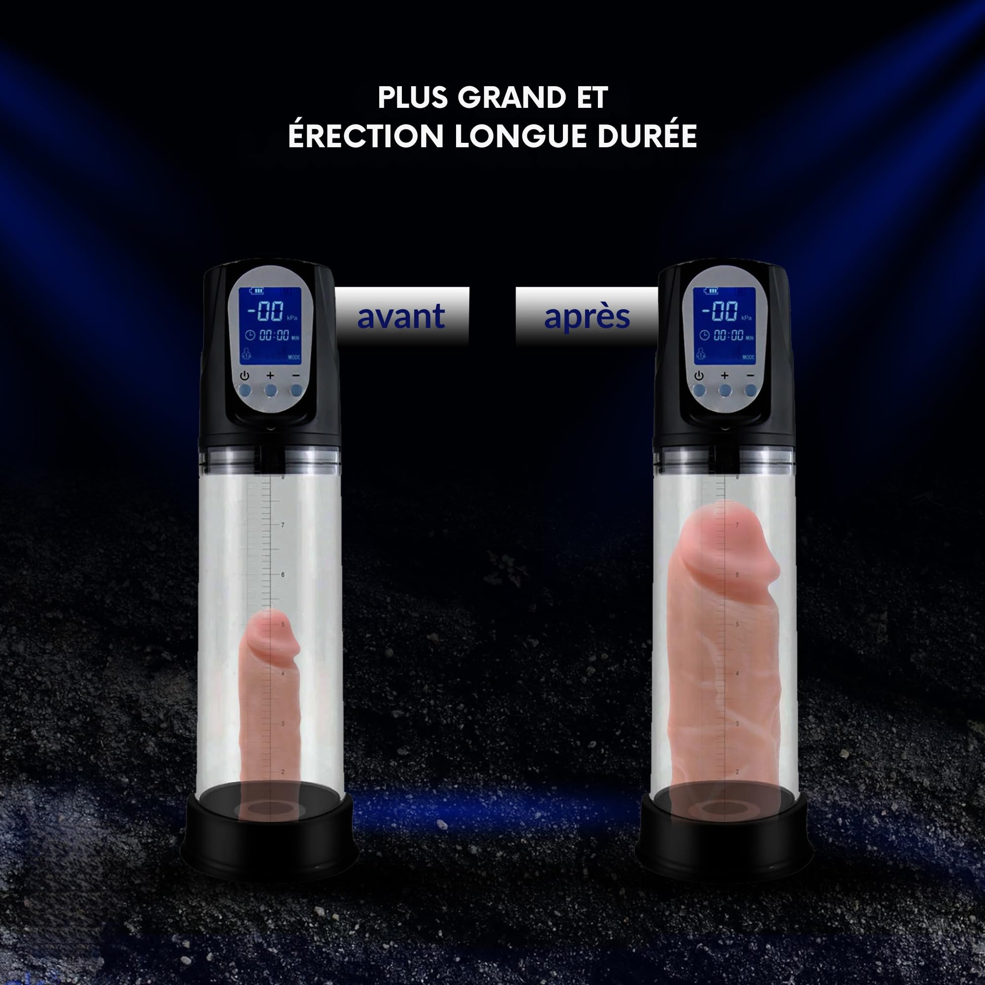 Pompe a Penis Automatique Deluxe pour Hommes avec Lubrifiant | Pompe a Vide Electrique avec 2 Anneaux | Rechargeable USB | Affichage LED | Agrandisseur