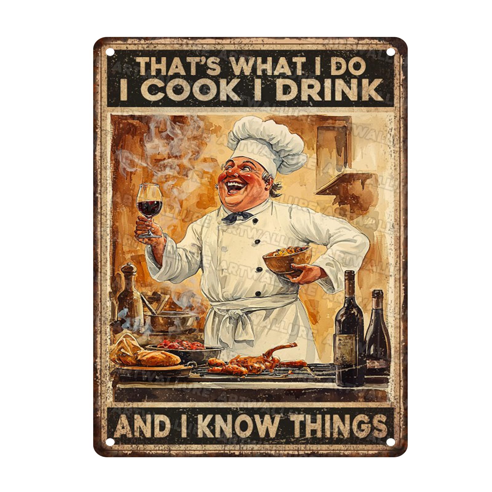 Retro Metal Tin Sign Kitchen Wall Decor Rustic Cooking Drinking Quote Plaque Vintage Iron Art For Home Bar Restaurant Man Cave 12x16inch