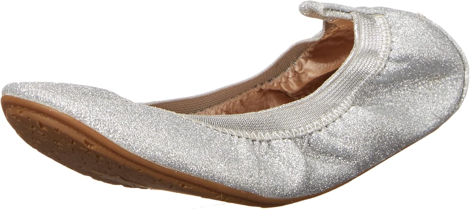 Yosi Samra Girls Miss Samara Ballet Flat (Toddler/Little Big Kid), Silver Glitter, 5