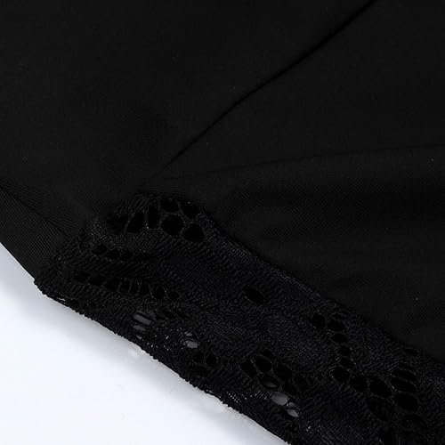 Miniatura 7 de Bravetoshop - Pantalones de descanso de pierna ancha con encaje para mujer, pantalones rectos y holgados de cintura alta, S