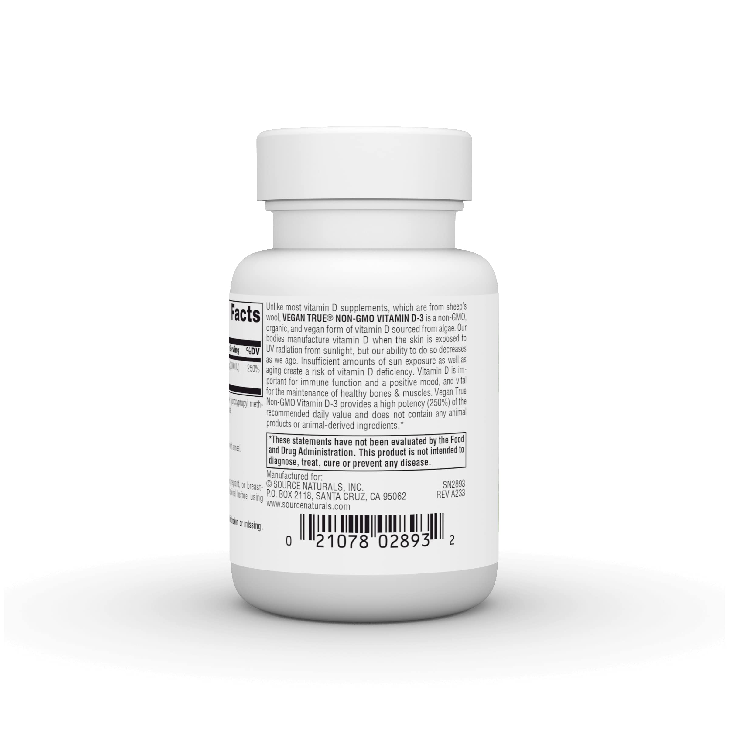 Source Naturals Vegan True, Vitamin D-3, 2,000 IU - 30 Vegan Capsules — Amazon image 3