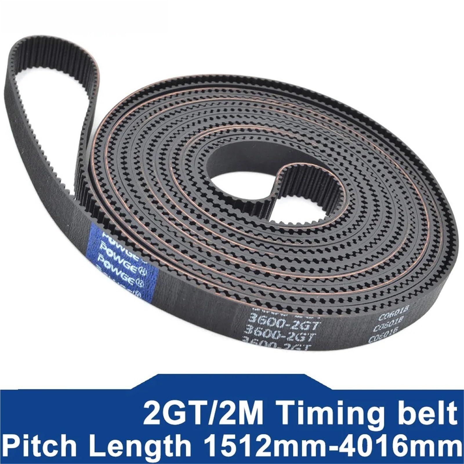 2M GT-2 Zahnriemen LP = 1512 1524 1540 1600 1810 1910 2000 2190 2200 2270 3000 3008 3600 4016, Breite 6 mm, 9 mm, Gummi, 1 Stück, 6 mm