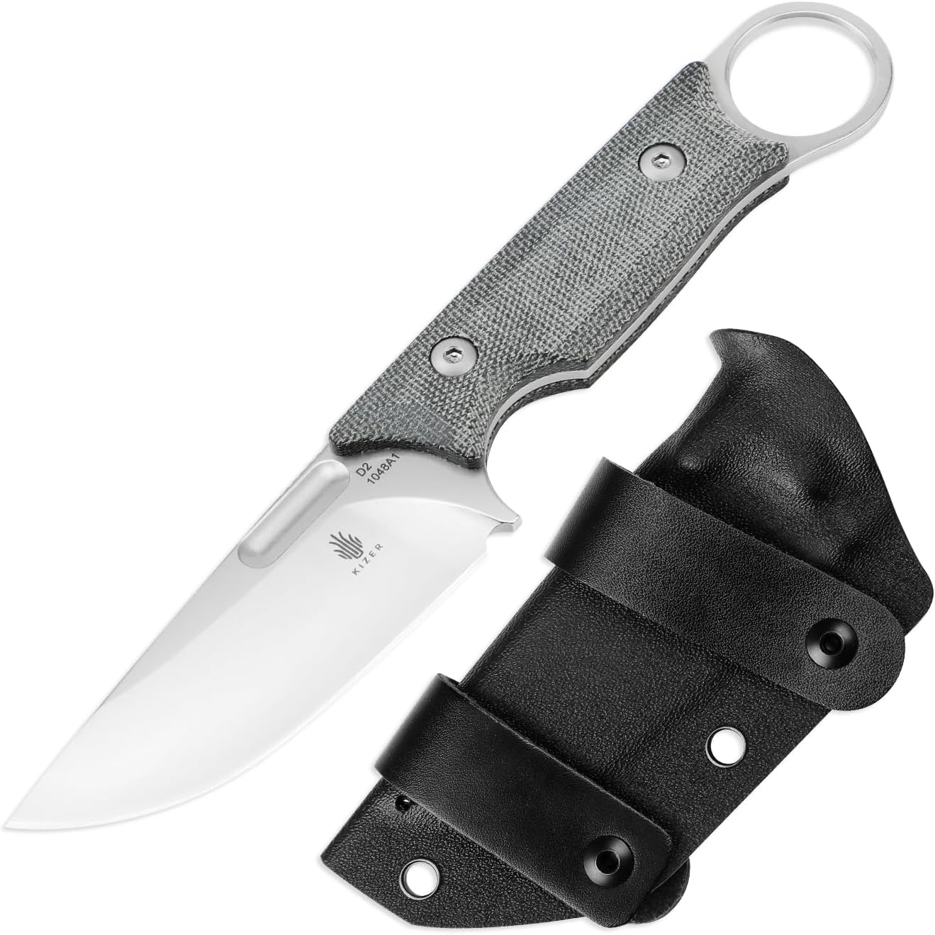 Kizer Cabox Fixed Blade Knife 3.35 Inches D2 Steel Fixed Blade Hunting Knife Micarta Handle with Sheath Pocket Knife1048A1