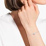 Swarovski Angelic Collection de bijoux rectangulaires pour femme, finition Rhodium, cristaux verts, cristaux clairs