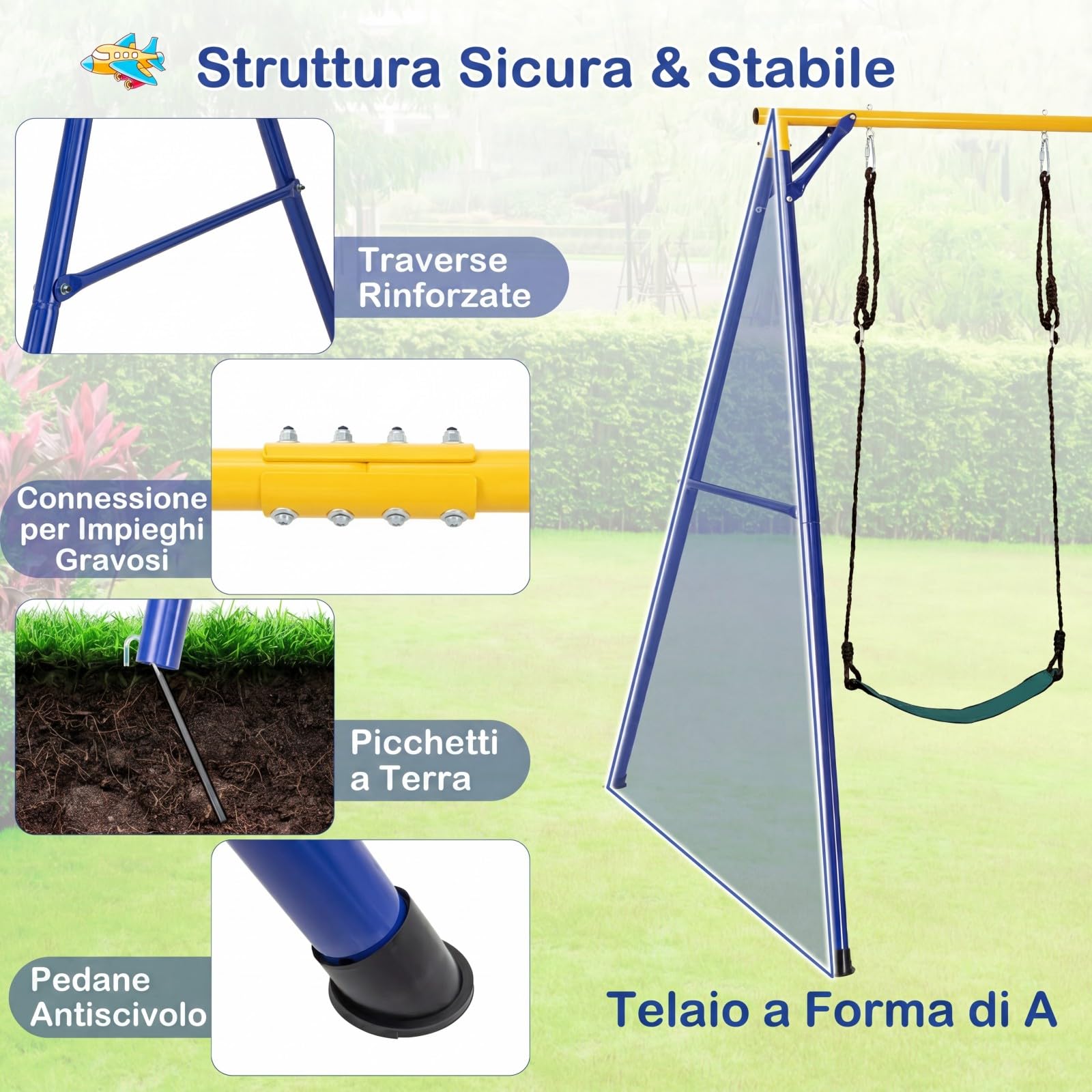 COSTWAY Set Altalena per Bambini, Set Altalena 4 in 1 (Verde) | con Canestro Basket, Altalena Regolabile, Scala e Disco con Corda, Giochi da Interno ed Esterno, Portata 300 kg