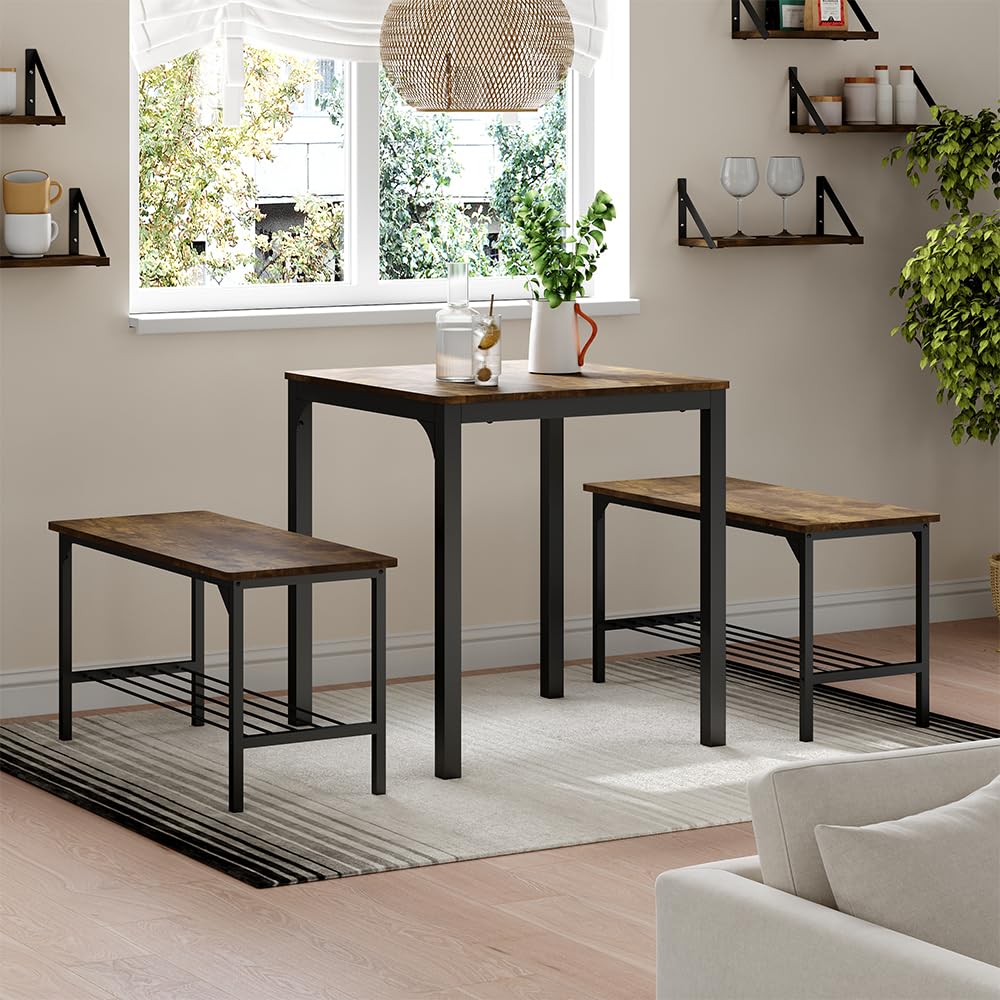 Vicco Table de Salle à Manger Fyrk, Noir/chêne Rustique, 70x70cm, Convient pour Salle à Manger, Cuisine ou espaces extérieurs Couverts