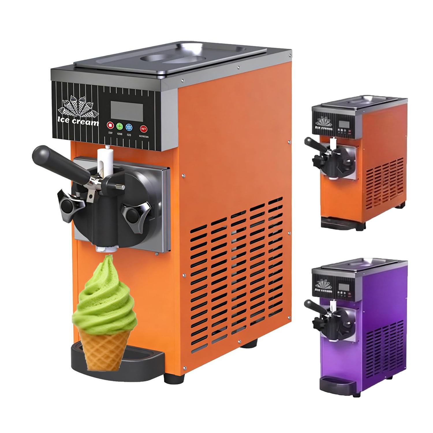 Morbida Commerciale Serve Macchina Gelato,Gelatiera Professionale Soft Serve-18℃ in soli 5 minuti-i comandi touch consentono regolare temperatura,consistenza e modalità conservazione Orange