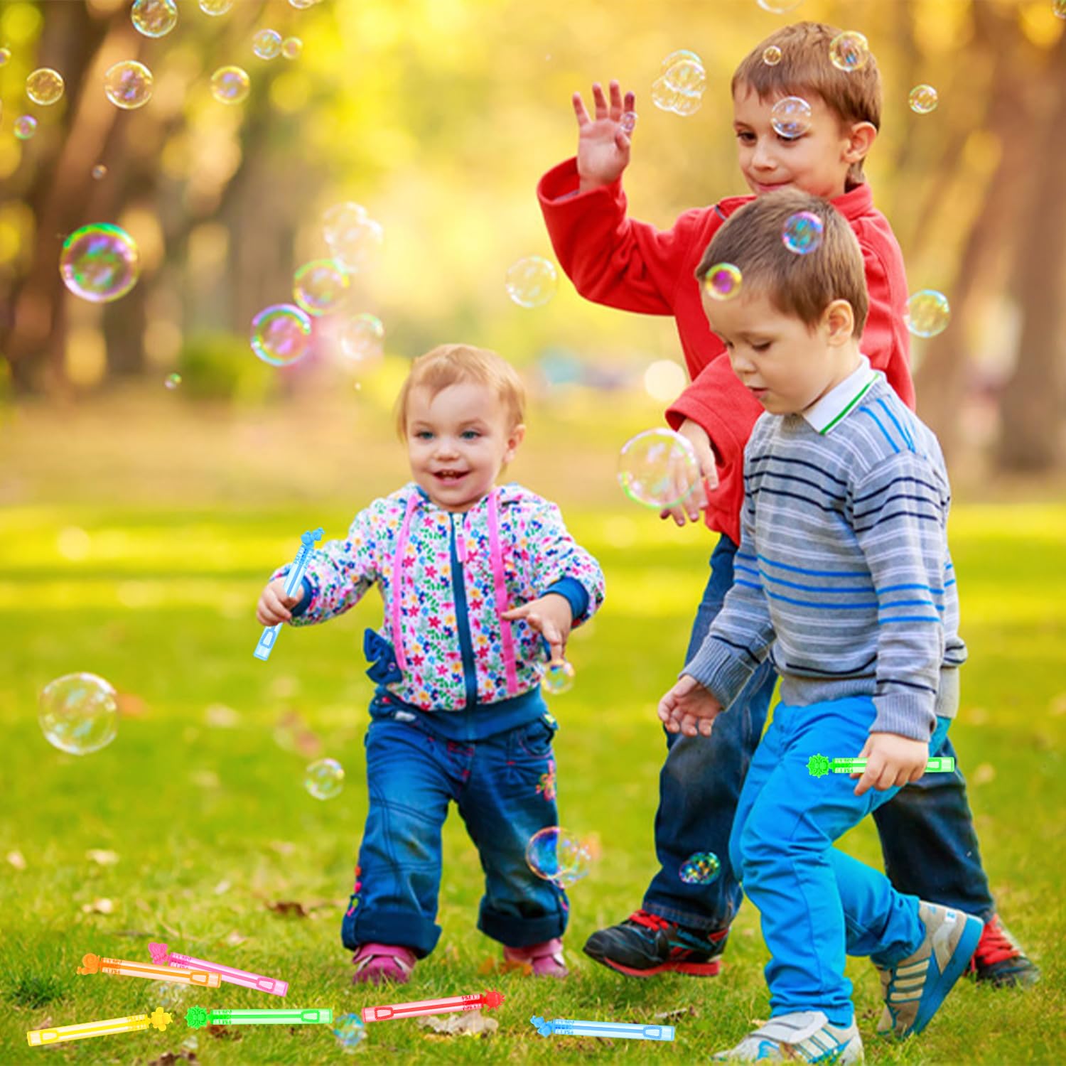 SULOLI 24 Piezas Mini Pompas de Jabón，Burbuja Varita de Burbujas para Cumpleaños Infantiles, Bodas, Halloween，Exteriores Juguetes para Niños (6 Colores