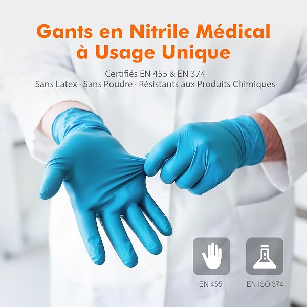 GRIFEMA Gants Nitrile Jetables Bleus Taille S – Boîte de 100 – Sans Poudre & Sans Latex, Résistants, Alimentaires – Idéal pour Cuisine, Santé, Industrie & Laboratoire - 2