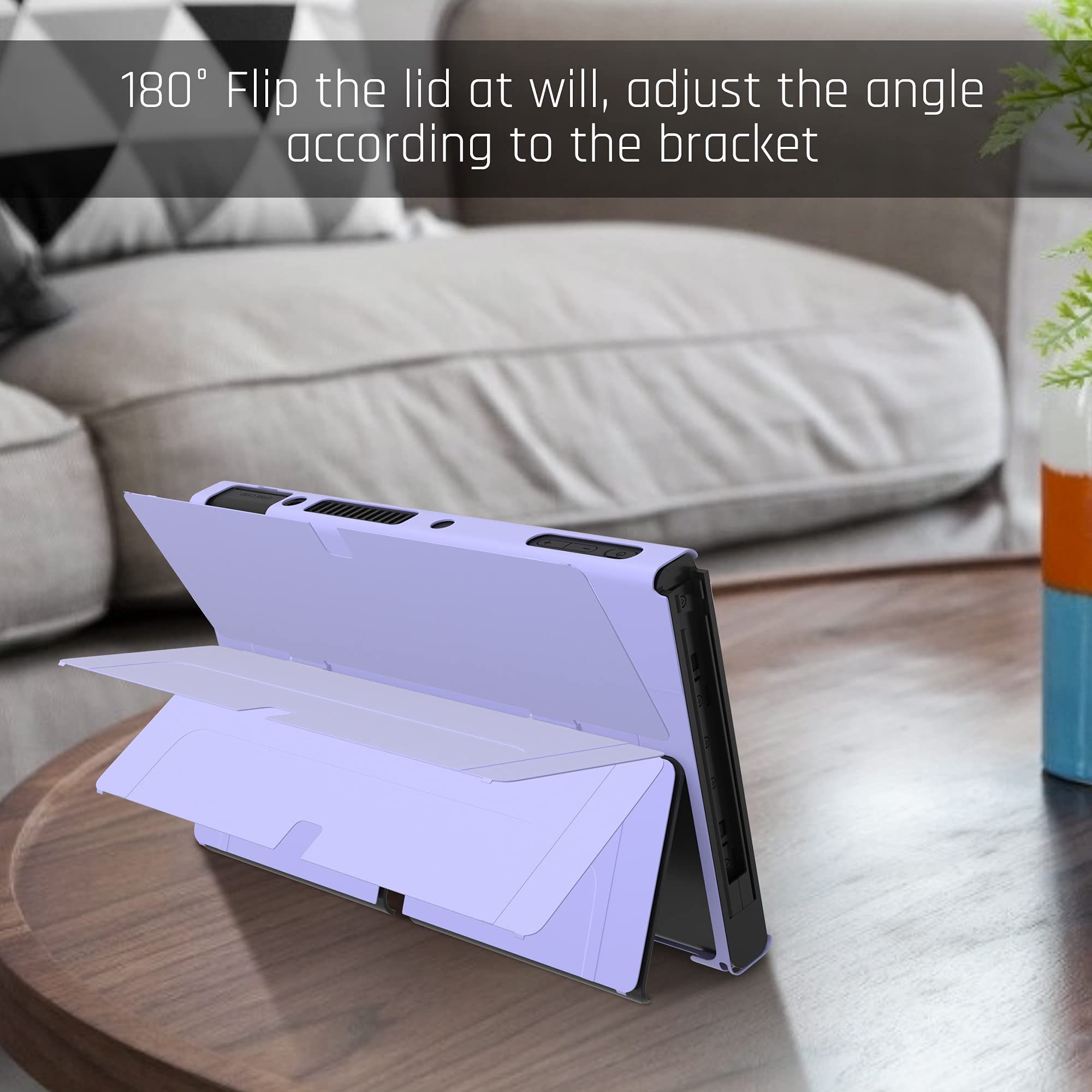FUNDIARY Flip Shell - Funda para Nintendo Switch OLED Modelo 2021, color morado