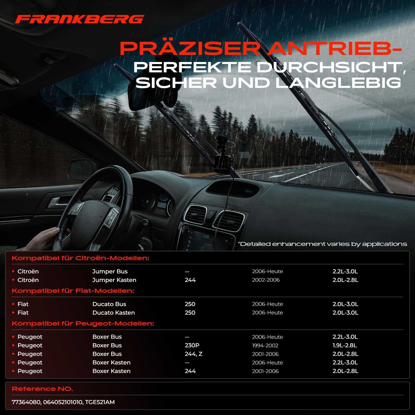 Frankberg 1x Wischermotor Scheibenwischermotor 5-Polig Vorne Kompatibel mit Jumper Z 230P 230L 224 230 244 1994-2021 Ducato 250 290 2006-2021 Boxer 230P 230L ZCT 244 1994-2021 Replace# 77364080