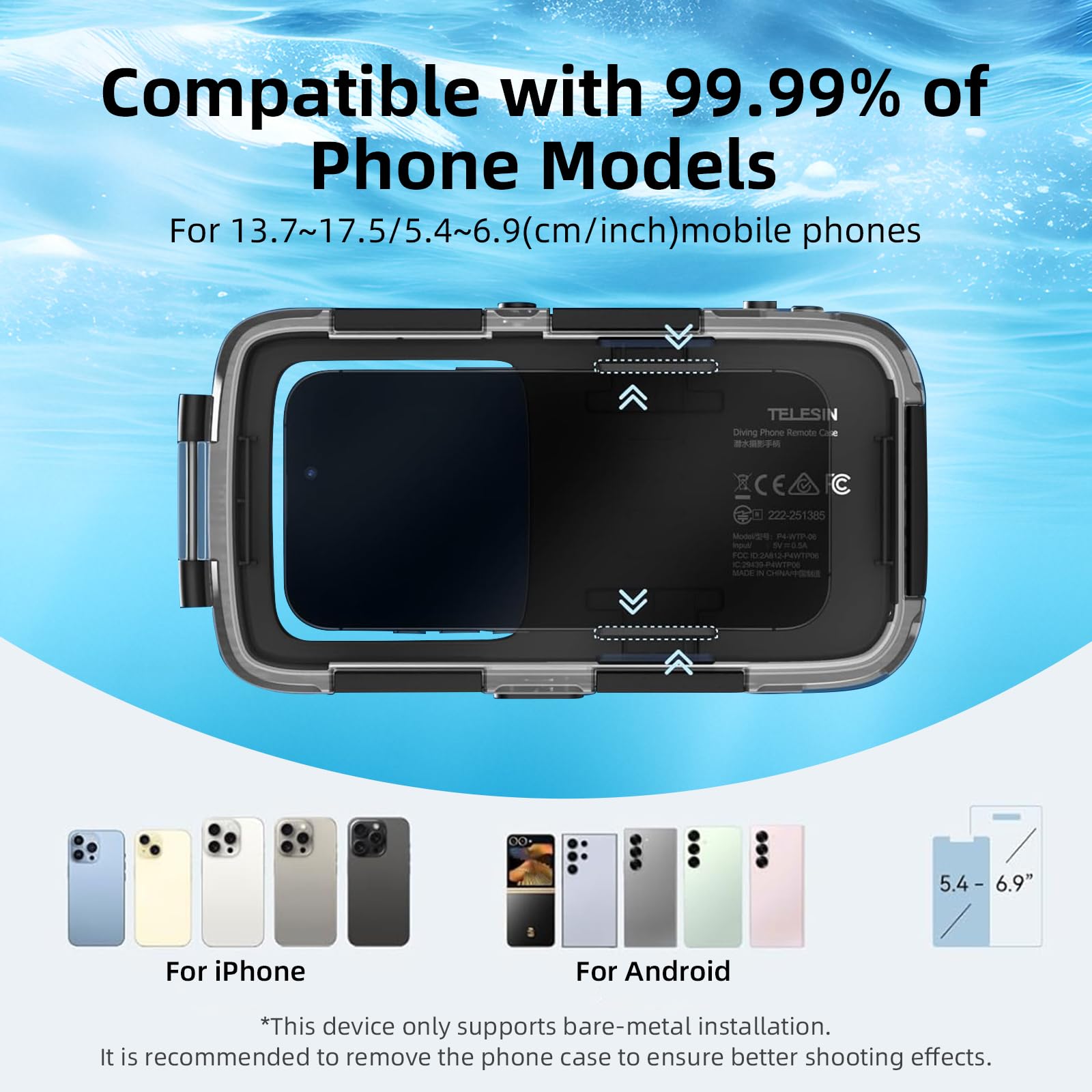 Funda Impermeable para teléfono bajo el Agua, para Buceo y esnórquel, Resistente al Agua, Funda Sumergible hasta 20 m, para iPhone 17 16 15 14 13 12 11 Pro MAX/XS/X Samsung Galaxy y más