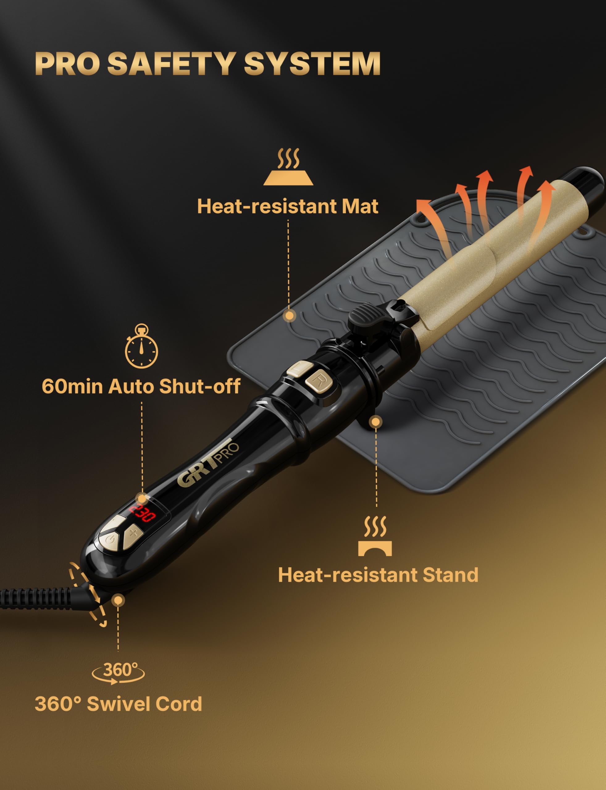 Automatischer Lockenstab mit Rotation 28mm - Profi Lockenstab Große Locken mit 14 Heizstufen (100-230°C), LED-Display, 30s Schnellaufheizung, Auto-Abschaltung, für langes & dickes Haar