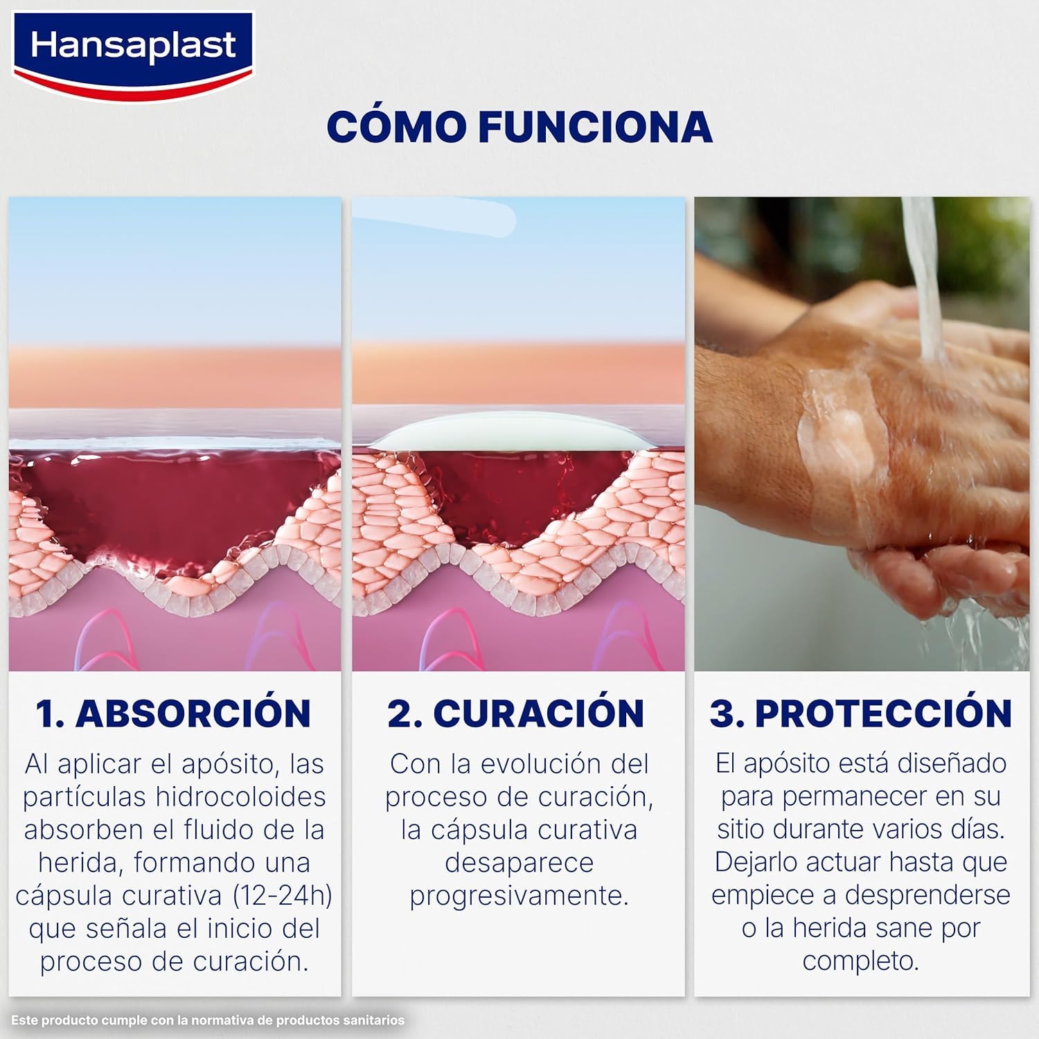 Hansaplast Second Skin Protection Apósito Avanzado XL, Apósito impermeable, ultrafino y flexible, Fuerte adhesión, Para aliviar el dolor y curar heridas, 3 uds.