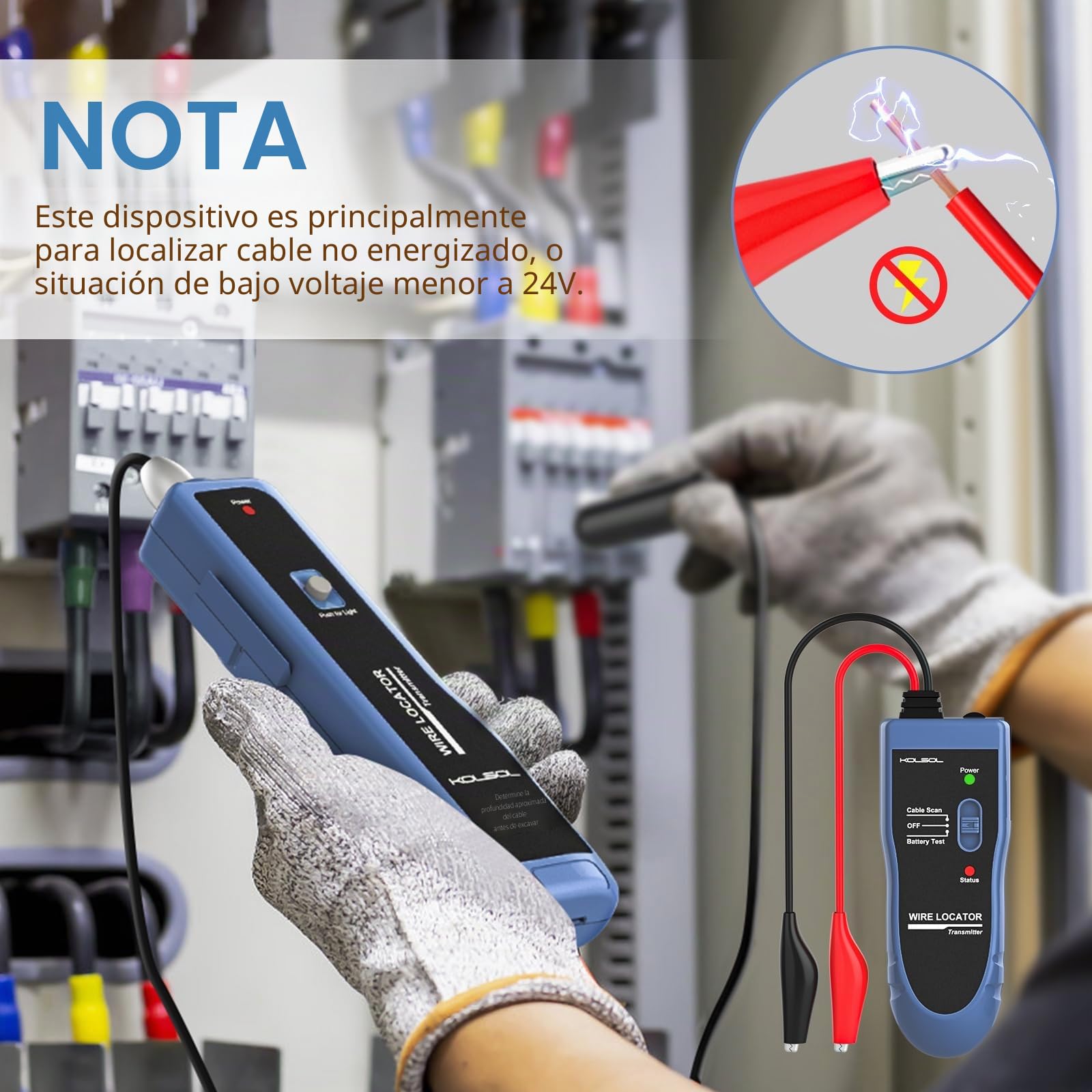 Buscador de cables subterráneo, comprobador de cables F02 Pro para localizar cables y alambres de control, alambres de mascotas, equipado con batería recargable de 1100 mAh …