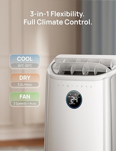 DREO 12000 BTU Portable Air Conditioner, 3-in-1 Cool/Fan/Dry Quiet AC Unit for Bedroom/Office, Smart App/Voice/Remote Control, Drainage-Free, Universal Window Kit, 3.6L/H Dehumidification, AC516S - 4