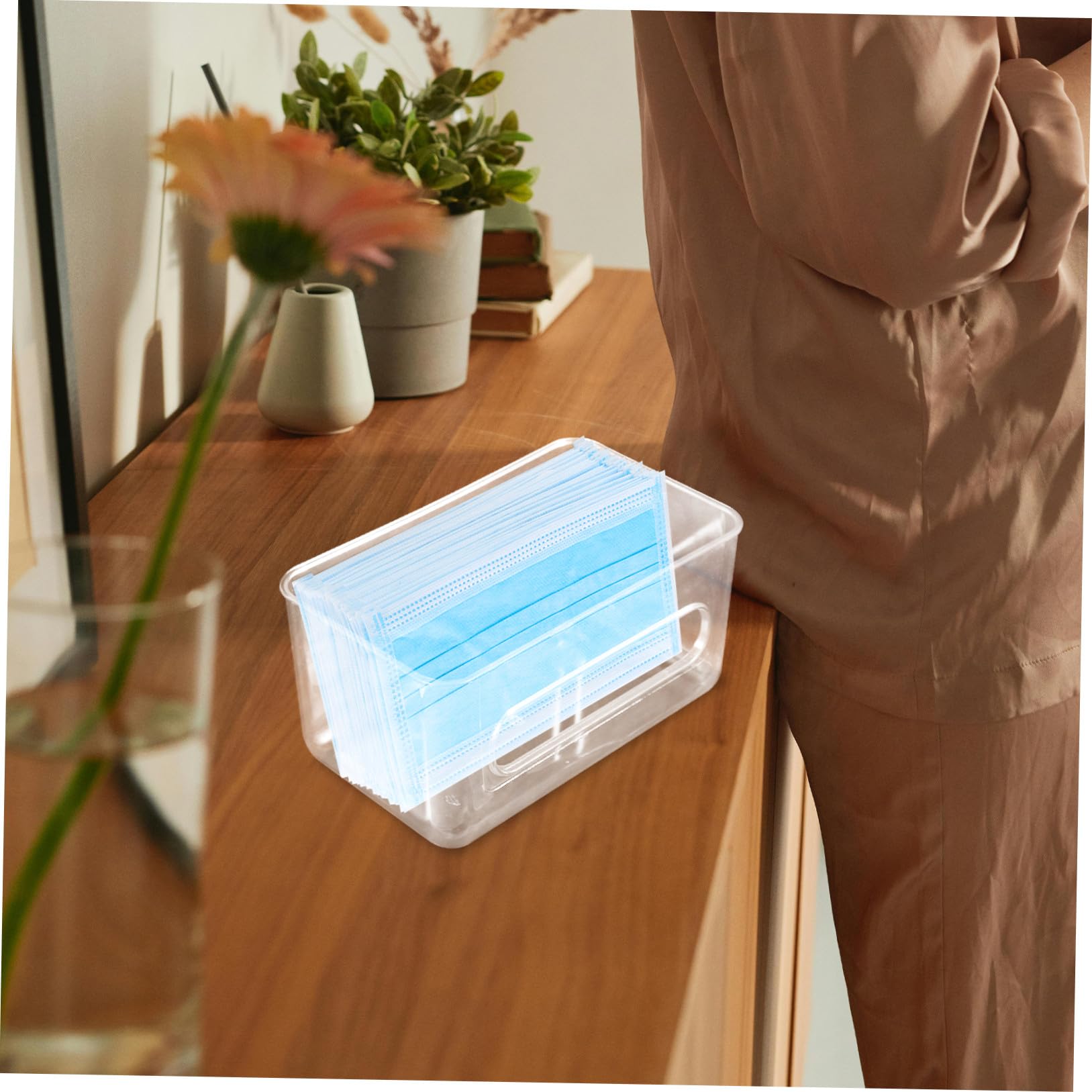 BESTYASH Distributeur de jetable mural avec couvercle - Boîte distributrice transparente pour masques et pour laboratoire et salle de bain - Solution de rangement pratique pour