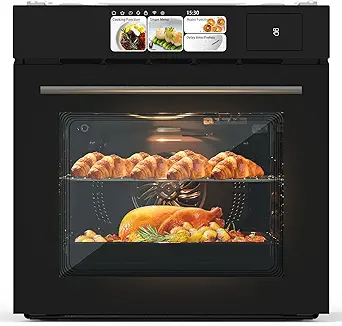 2.5Cu.f Single Wall Oven, 24" Built-In Electric Single Wall Oven with Tft Touch Display (8 Cooking Modes, 108 Smart Recipes), 3000W/240V Stainless Steel Convection Built-In Oven with Timer, Black