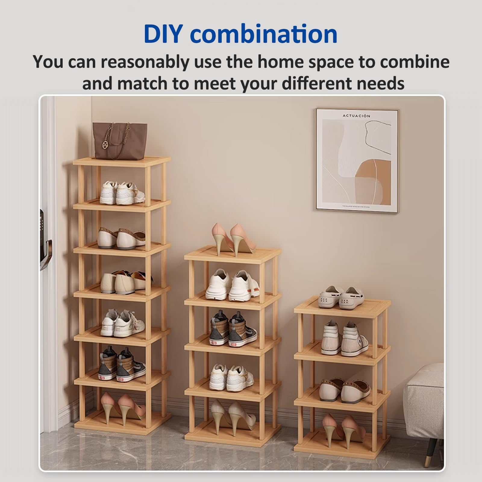 Platzsparendes Schuhregal aus Holz – schmaler Eingangsturm für Schlafzimmer & Flur – Stilvolles DIY-Design für kleine Räume