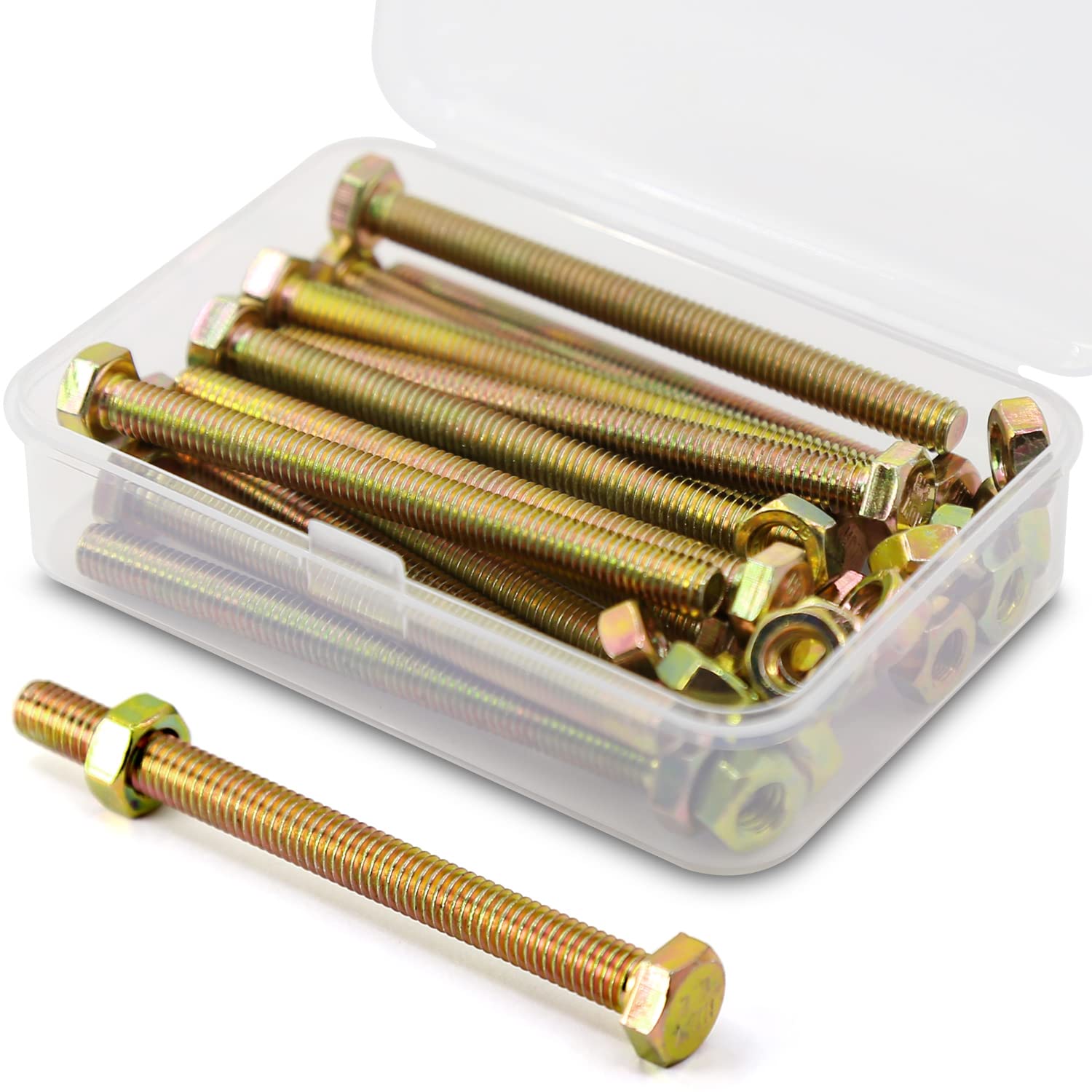 M6 x 60 mm, 15 pieces, galvanised steel hex screws, bolts and nuts set, machine screws