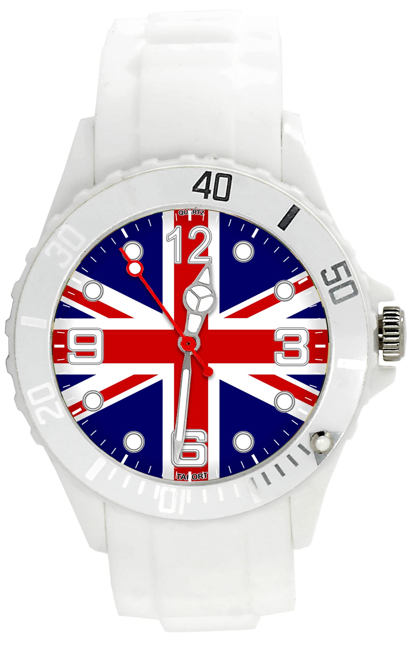 TAPORTWhite Silicone Quartz Watch Union Jack Great Britain Flag
