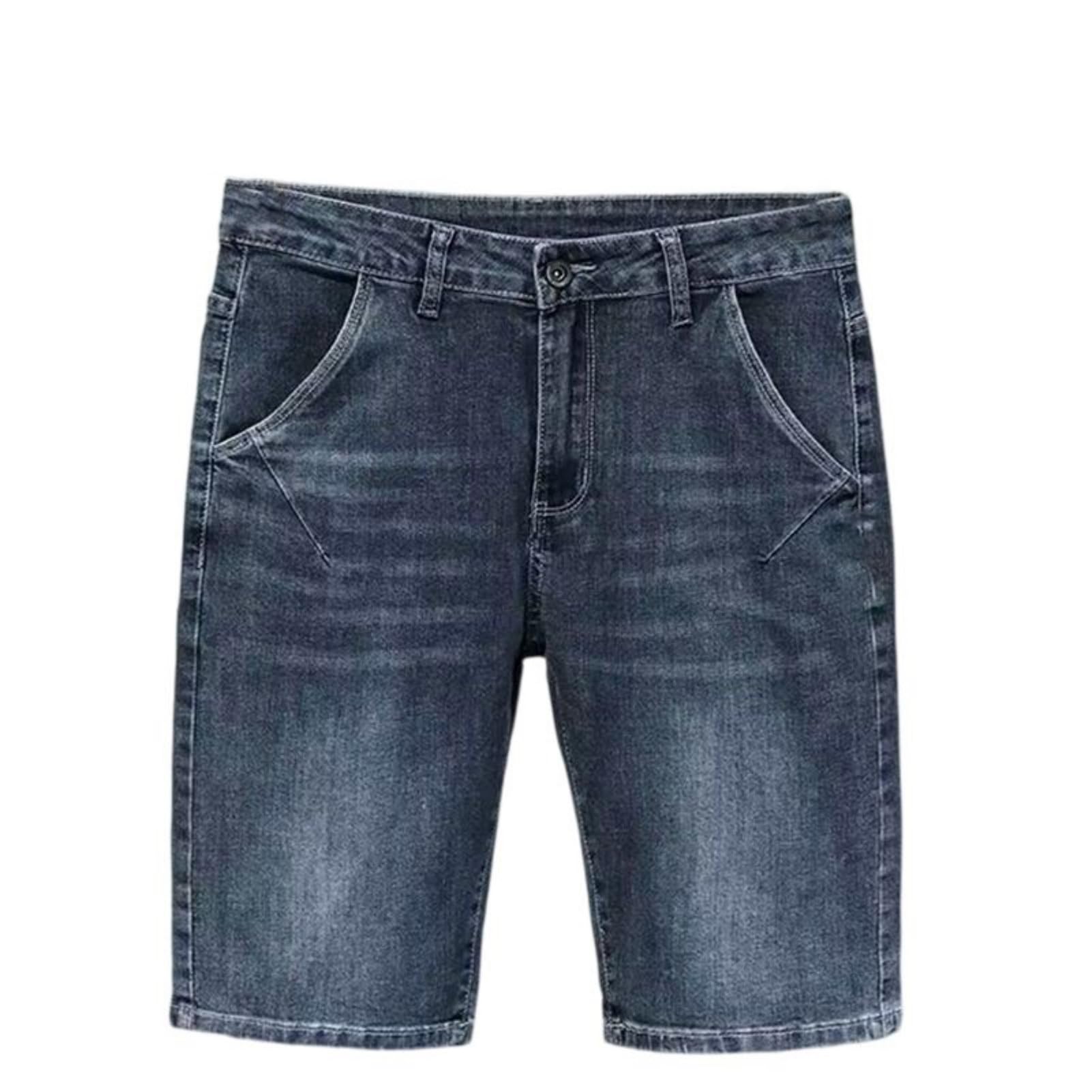Męskie szorty jeansowe patchworkowe typu cargo, zwężane dopasowanie, kilka kieszeni, lekkie spodenki rekreacyjne