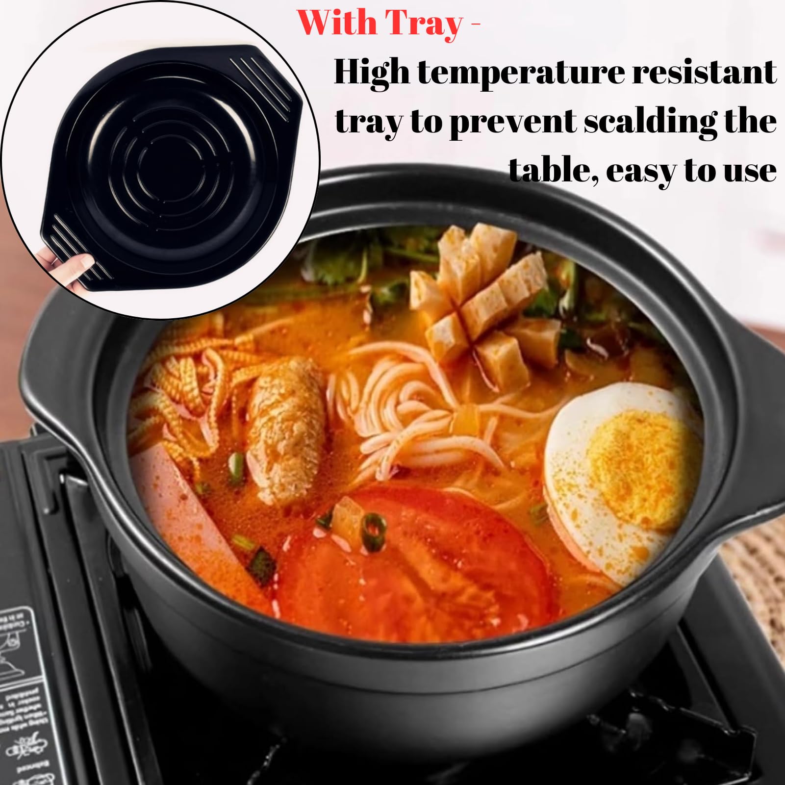Koreanischer Steintopf Mit Deckel – Keramik, 1200 Ml, Ofenfest, Für Bibimbap, Suppen & Eintöpfe