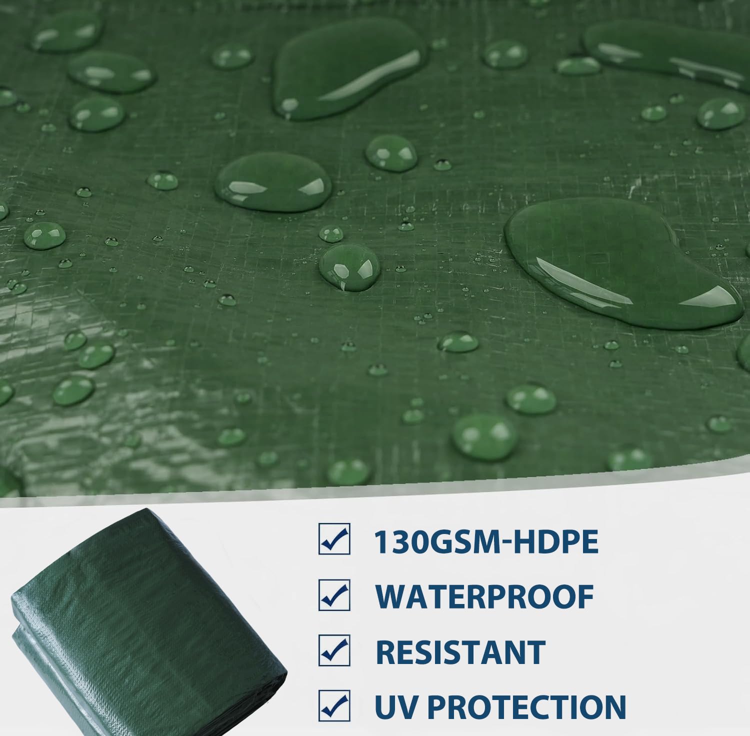 Dellna Waterproof Tarpaulin 3m x 4m-130 GSM, Ground Sheets with Aluminum Eyelets & Rope - Image 2