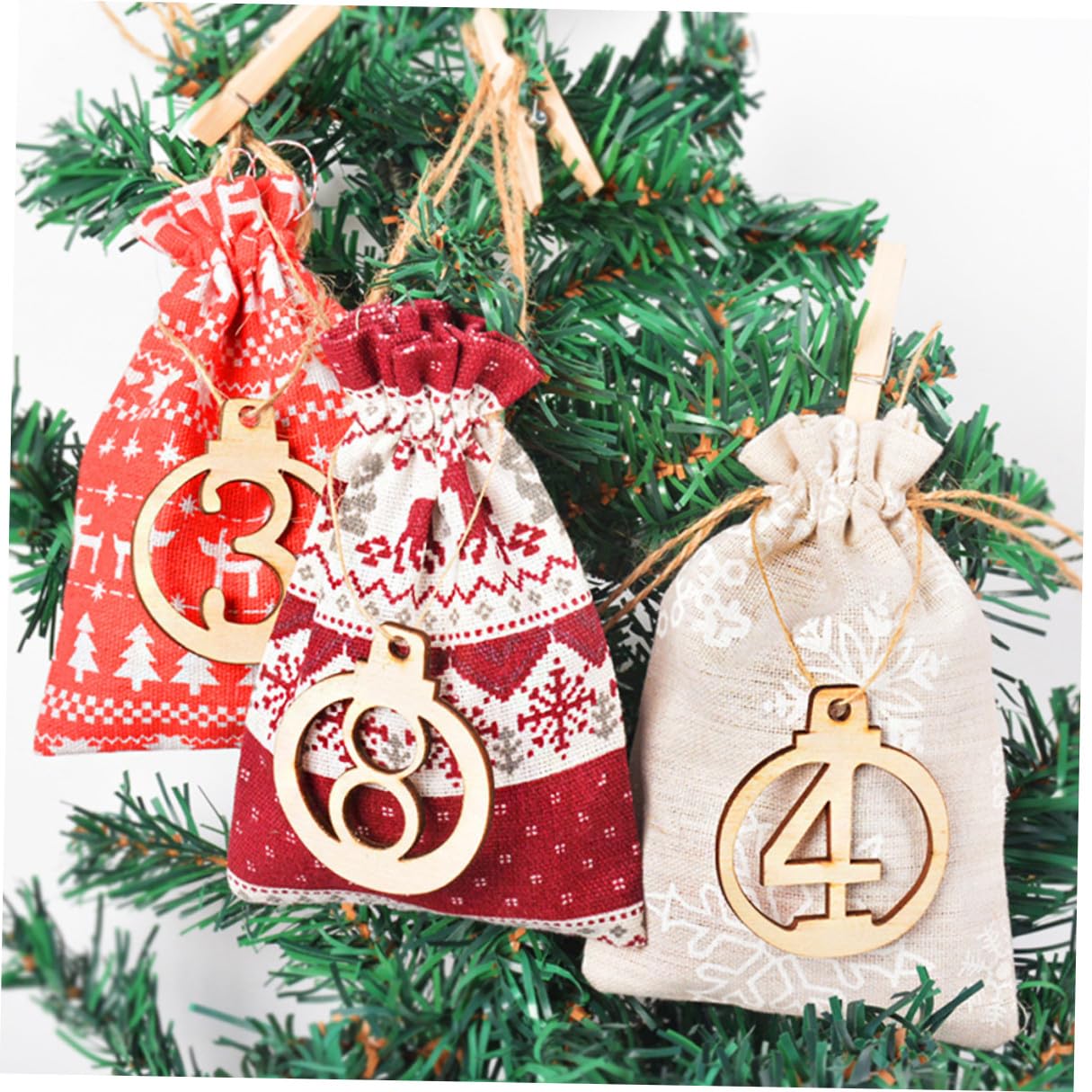 HONITANO Sachet Cadeau à Cordon Jute Doré pour Noël à et Friandises Décorations Suspendues pour Arbres et