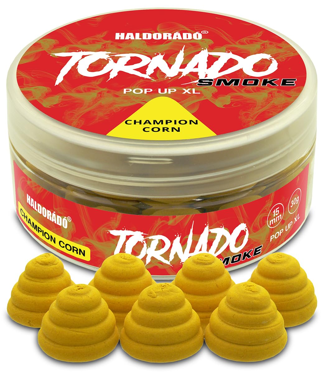 Haldorado Tornado Smoke Pop Up XL, Champion Mais Flavour, 15 mm, 30 g, esca galleggiante da pesca