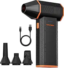 WOLFBOX MF50 - Plumero de ar elétrico sem fios de 11000 rpm, mini soprador ajustável de 3 engrenagens com carregamento rápido, soprador de pó para computador, teclado, casa, exterior e carro