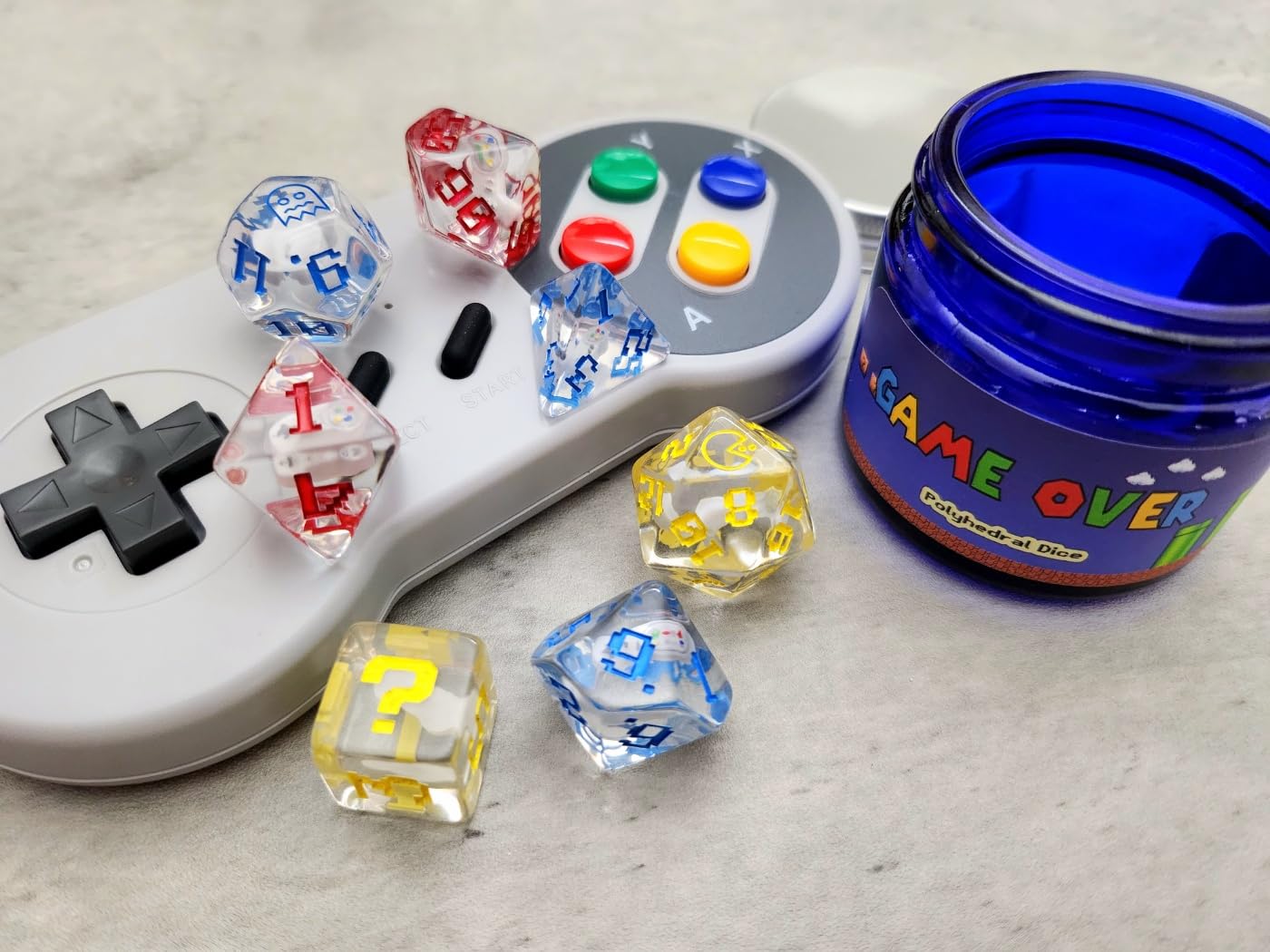 Generic Retro Role Playing Game Dice Set, D&D Dice, Video Game RPG Dice