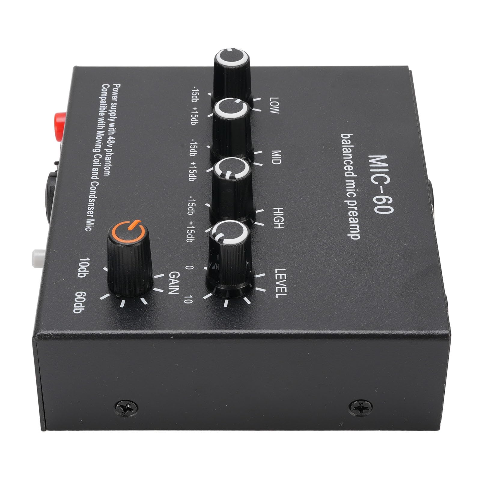 Preamplificador de Micrófono, Ganancia de 60 DB, Potencia Fantasma de 48 V para Micrófono de Condensador Dinámico, Salida de Entrada XLR de 3,5 Mm y 6,35 Mm con (con Cable de Sonido de 3,5)