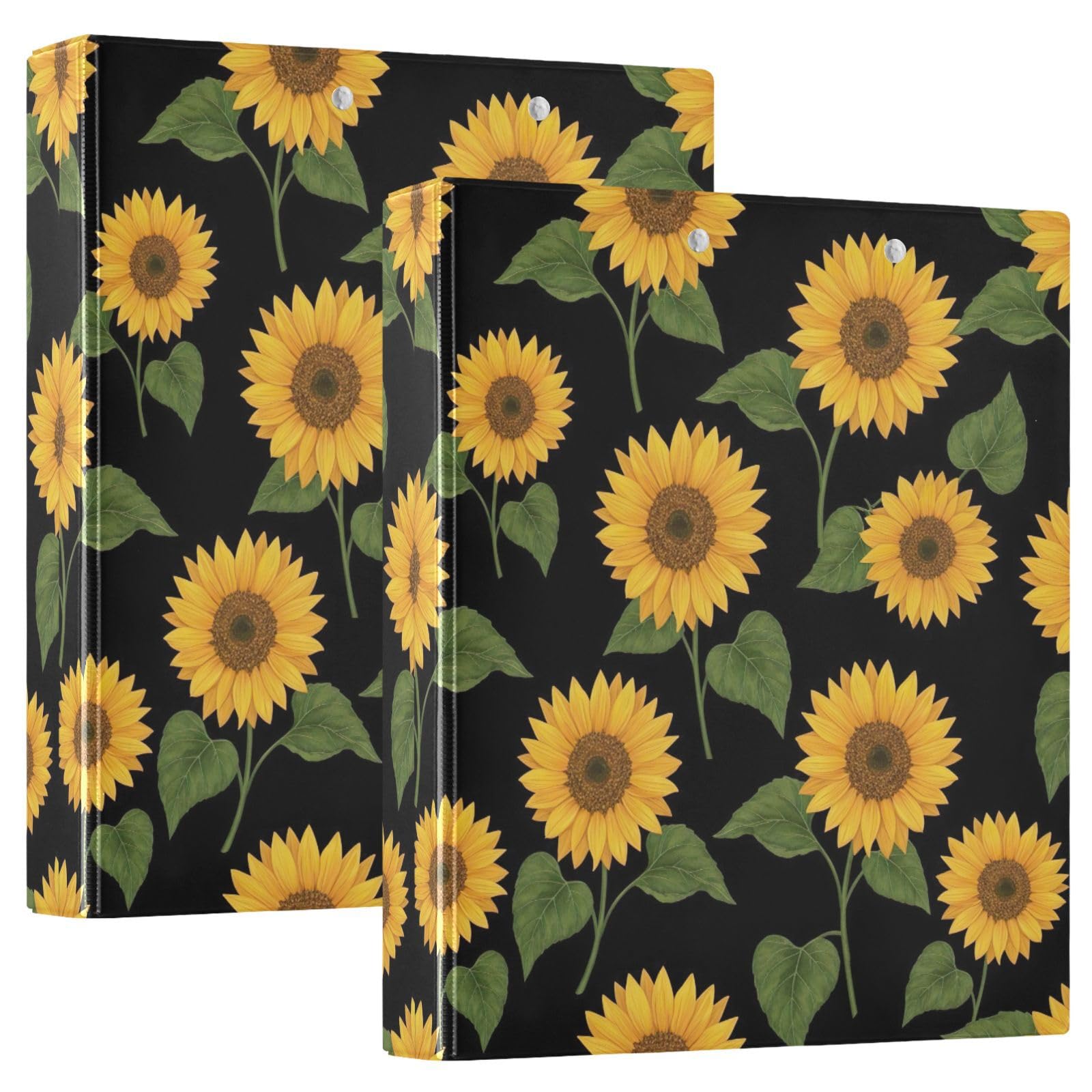 Raccoglitore a 3 anelli, 3,8 cm, colore nero girasole, confezione da 2