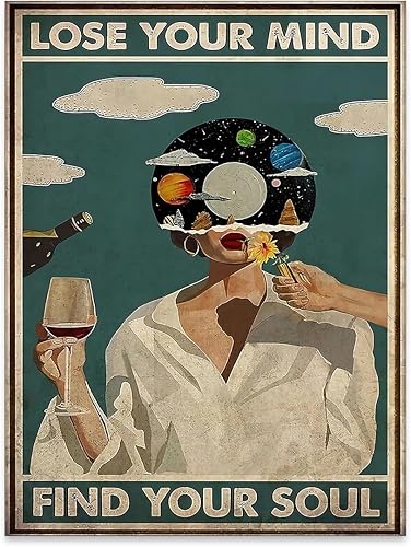 Lose Your Mind Find Your Soul Pósters Maximalist Wall Art Retro de mediados de siglo, decoración moderna de habitación de salud mental, lienzo