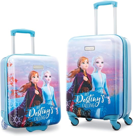 review AMERICAN TOURISTER Disney Hardside Luggage with Spinner Wheels, Frozen, 2-Piece Set (18/20), Light Blue
