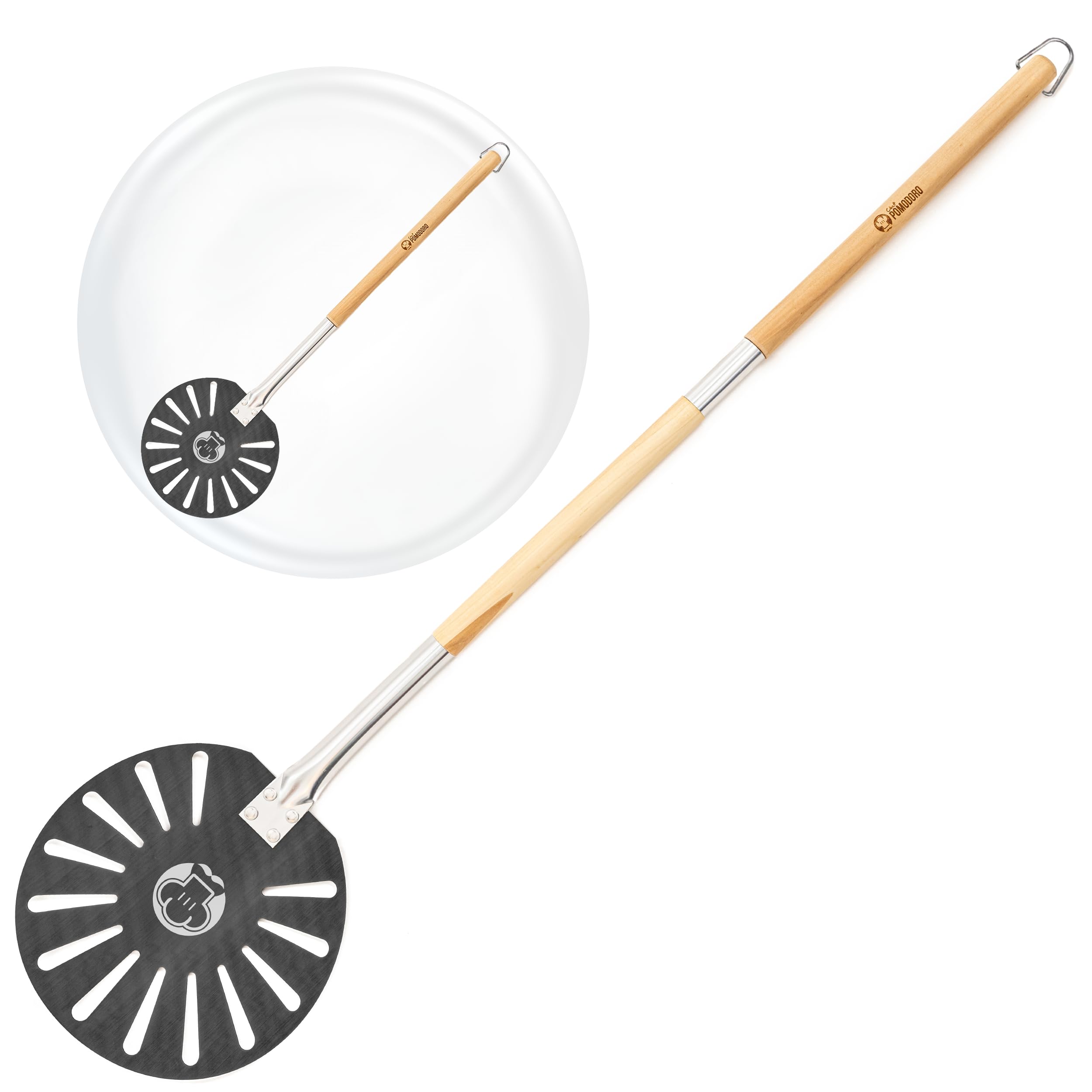 Pizza Turning Peel with Detachable Handle, Aluminum Pizza Paddle, Gourmet Luxury Pizza Peel for Baking Homemade Pizza and Bread, Perforated Pizza Turner, Pizza Spatula (9-Inch / 23 cm)