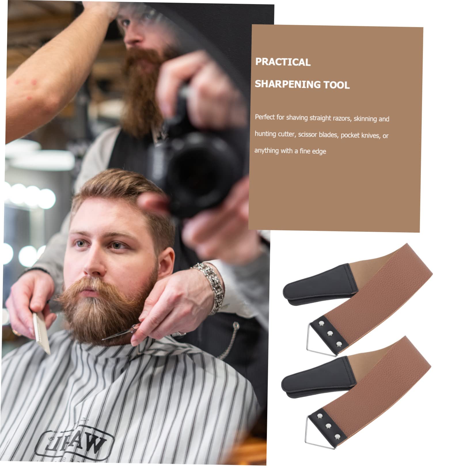 LIFKOME 2Pcs Dual Sided Shaving Strop Durable Razor Sharpening Tool for Home Use for Straight Razors and Traditional Shaving Father Day Present