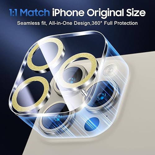 Miniatura 232 de UniqueMe [Paquete de 3 protectores de lente de cámara compatibles con iPhone 14 Pro Max/iPhone 14 Pro, vidrio templado, [compatible con fundas]