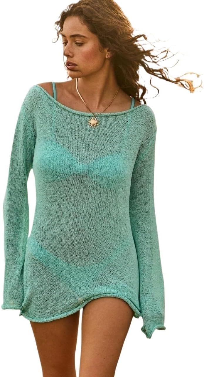 swimsuit coverup for women Lightweight Knit Beach Dress