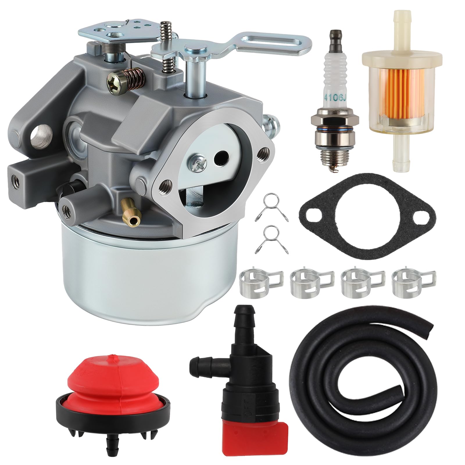 Carburateur compatible avec 640052 640349 HMSK80 pour moteurs Tecumseh LH358SA, HMSK90, HMSK100, LH318SA de déneigeuses 8 CV, 9 CV, 10 CV – Carburateur Tecumseh 640054 avec ampoule d'amorçage