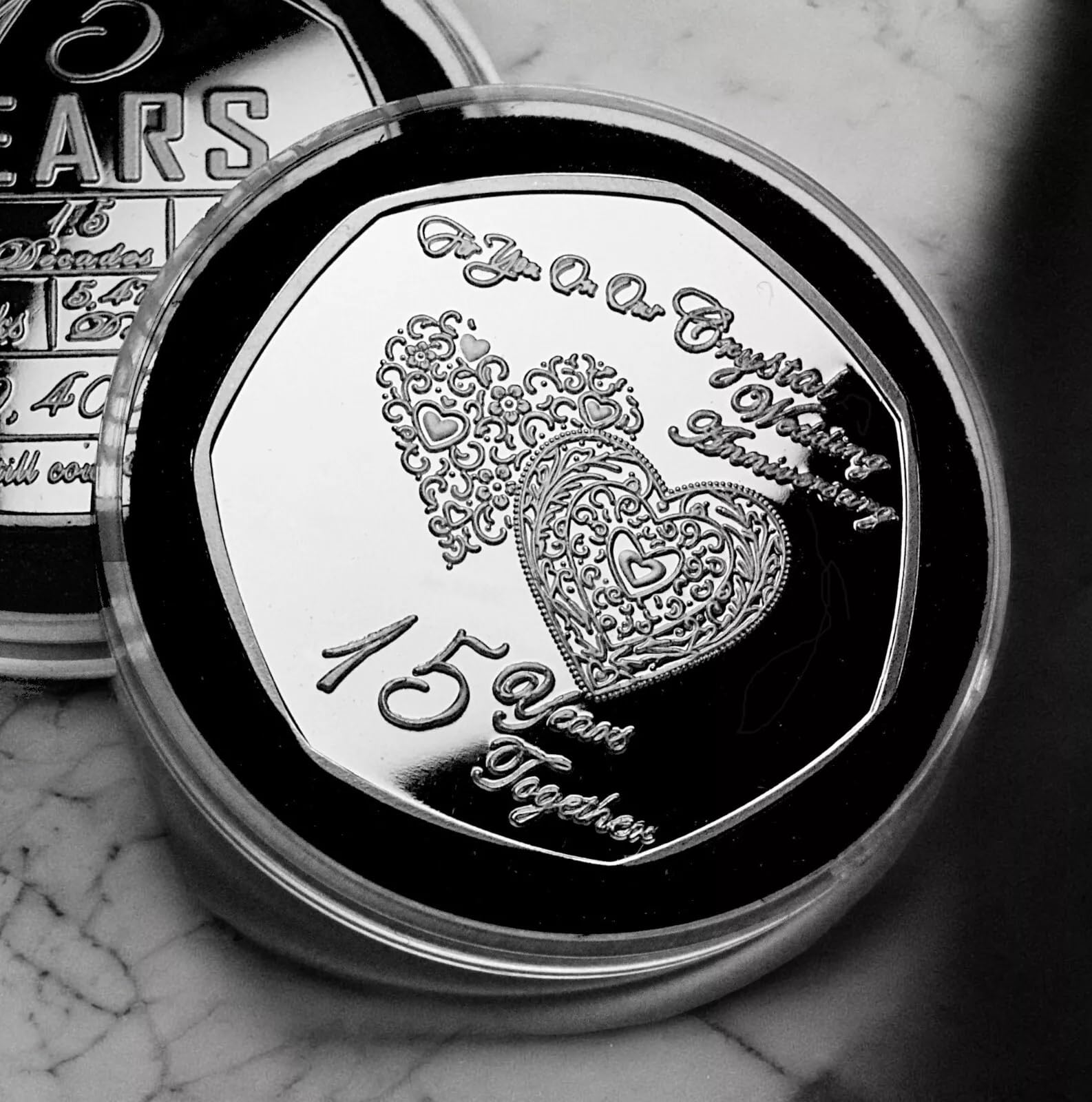The Commemorative Coin Company Silver On Our 15Th Crystal Wedding Anniversary Commemorative. In Capsule. Gift/Present Partner/Husband/Wife/Couple. 15 Years Of Marriage Fifteen.