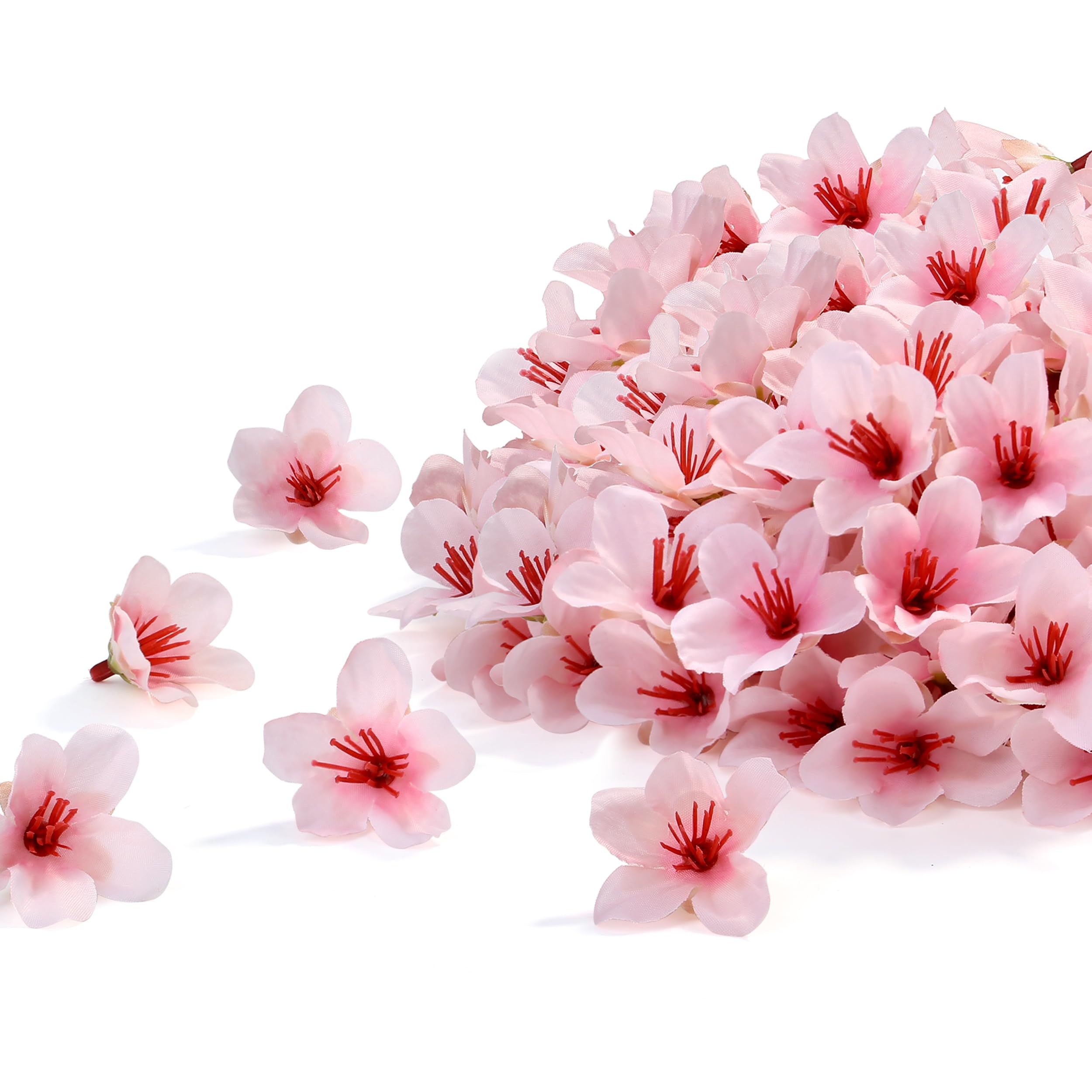 Photo 1 of SITUMEIZI 100 Pcs Mini Pink Cherry Blossom Flowers Head Artificial Small Cherry Blossom Head Fake Mini Flowers for Wedding Decor, Graduation Cap, Cake, DIY Flower Wall Party Decor 1.6 inches